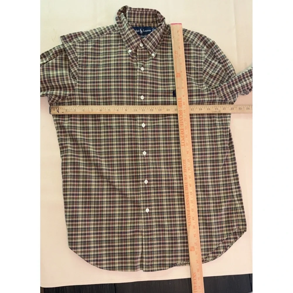 Polo Ralph Lauren Brown Plaid Button Down Mens Medium Long Sleeve Classic Fit